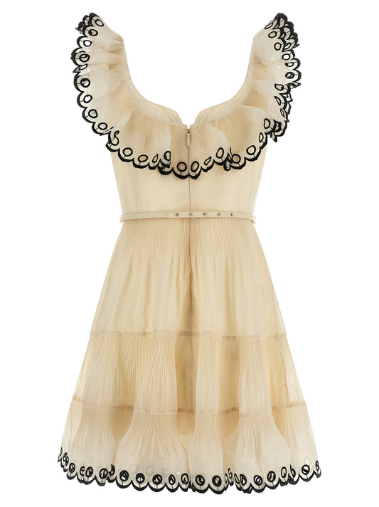 Zimmermann Embroidered Frilled Mini Dress