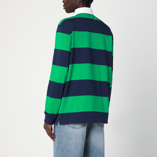 Polo Ralph Lauren Navy blue/bright green striped cotton polo shirt
