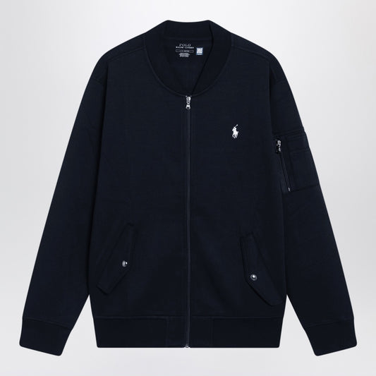 Polo Ralph Lauren Navy blue zip-up cotton-blend sweatshirt