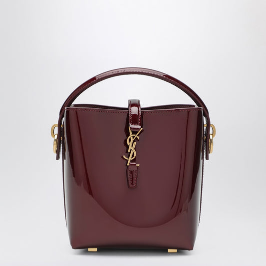 Saint Laurent Mini Le 37 bucket bag in burgundy patent leather