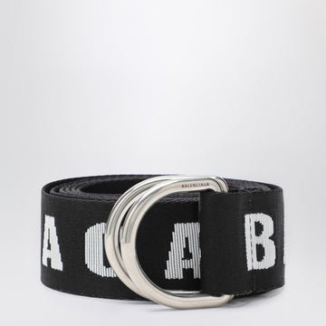 Balenciaga D-Ring belt in black and white canvas