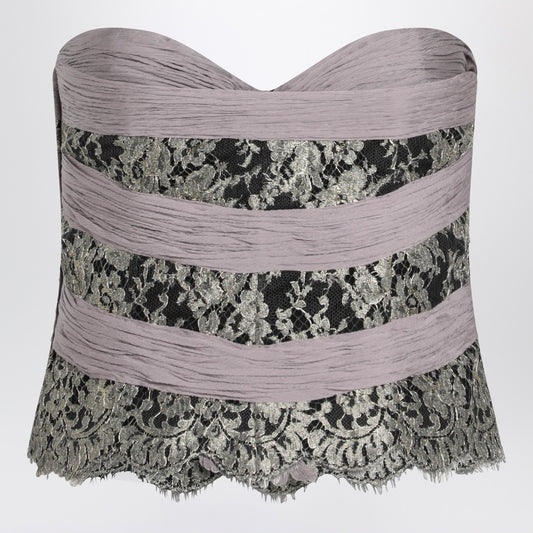 Valentino Grey/mauve/gold chiffon silk top