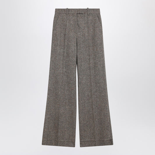 Valentino Ivory/brown patterned wool trousers