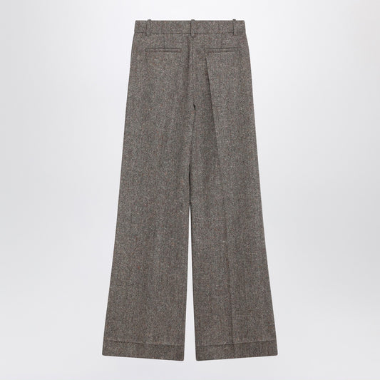 Valentino Ivory/brown patterned wool trousers
