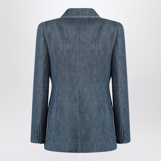 Valentino Double-breasted blue jacket in chambray denim