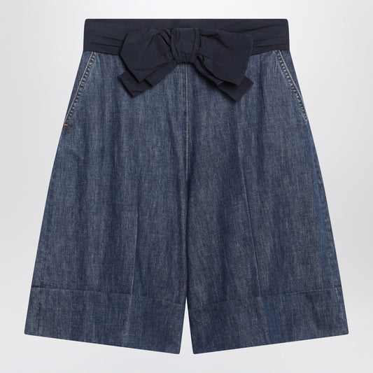 Valentino Denim bermuda shorts with oversized bow