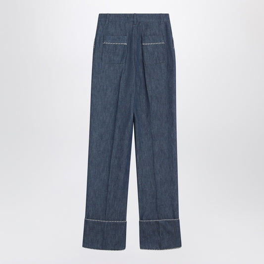 Valentino Blue trousers in Chambray Denim