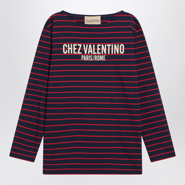 Blue T-shirt with red stripes by Valentino