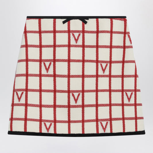 Valentino Ivory skirt with Check Vlogo pattern