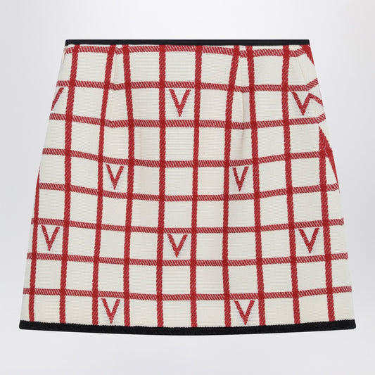 Valentino Ivory skirt with Check Vlogo pattern