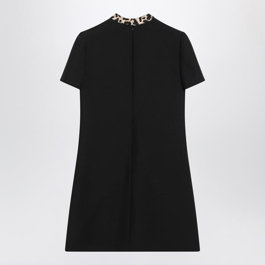 Valentino Black Crepe Couture dress with animal-print bow