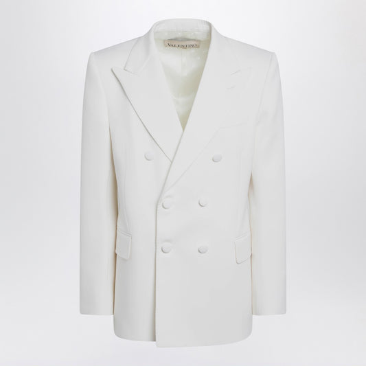 Valentino Milk-colored double-breasted jacket in wool