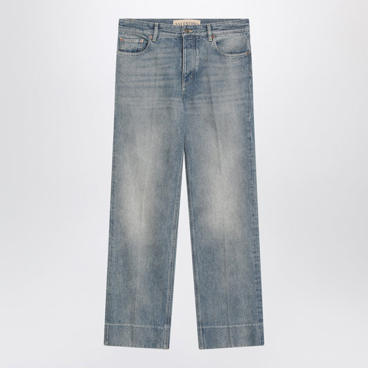 Valentino Medium blue washed-effect jeans