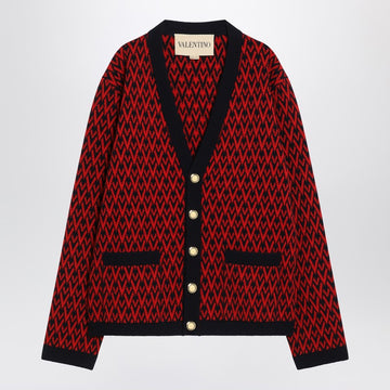 Valentino Jacquard patterned cardigan Toute la V red/navy blue