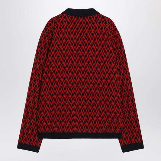 Valentino Jacquard patterned cardigan Toute la V red/navy blue