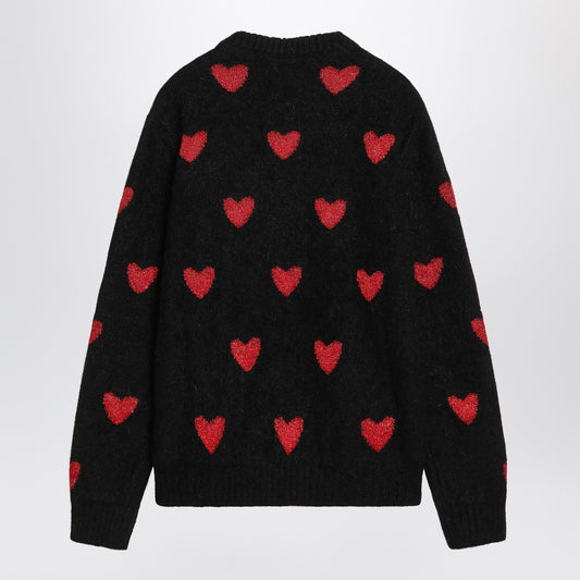 Valentino Jacquard heart pattern sweater black/red