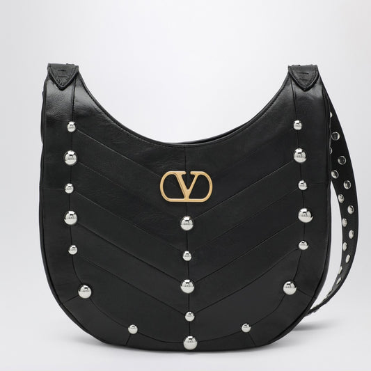 Valentino Garavani Small Hoboho bag with black chevron pattern and studs