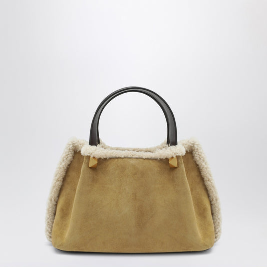 Valentino Garavani VLogo Small beige suede bag