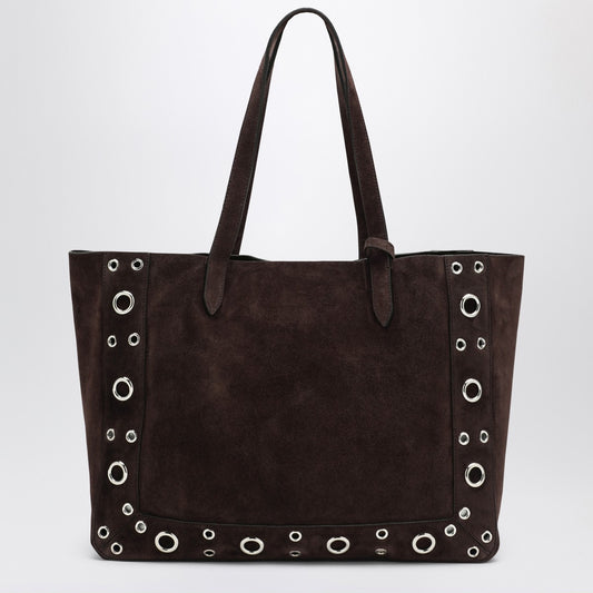 Valentino Garavani Medium Nellcôte Tote in Dark Brown Suede