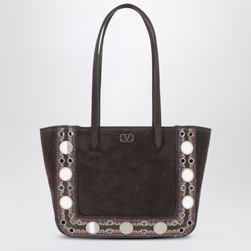 Valentino Garavani Mini tote bag Nellcôte in brown suede leather