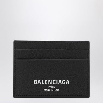 Balenciaga Black Credit cardholder in hammered leather