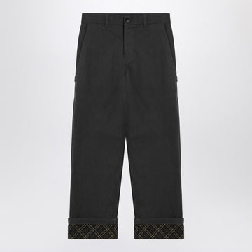 Burberry Black trousers with Check pattern lapels