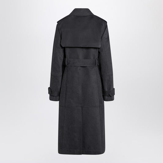 Burberry Long ash-coloured cotton and nylon trench coat