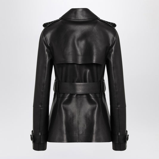 Burberry Short black leather jacket with studs