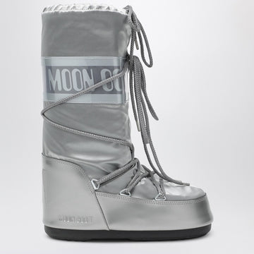 Moon Boot Icon Glace silver satin boots