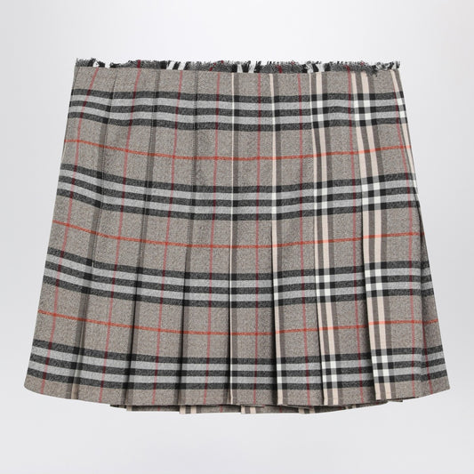 Burberry Grey wool kilt skirt with Check pattern