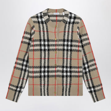 Burberry Beige Check cashmere and wool cardigan