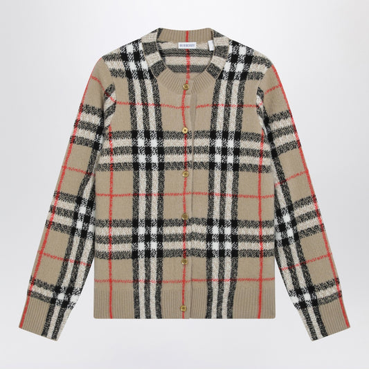 Burberry Beige Check cashmere and wool cardigan