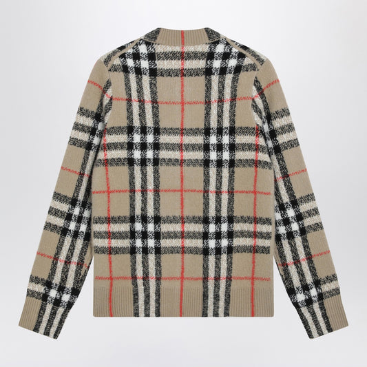 Burberry Beige Check cashmere and wool cardigan