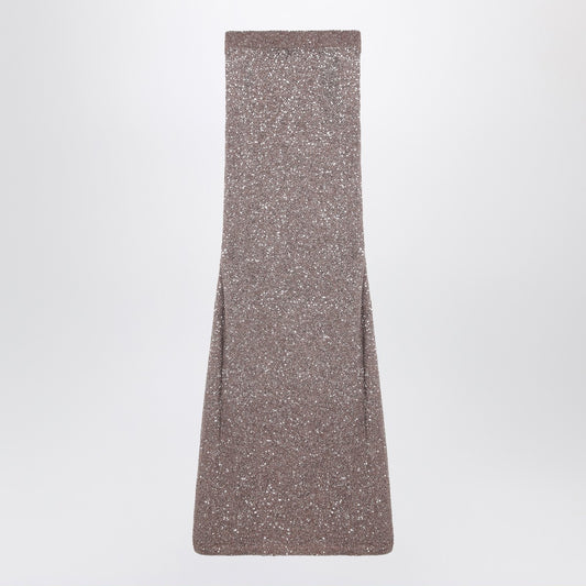 Balenciaga Light brown/silver maxi skirt with sequins