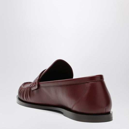 Saint Laurent Dark red leather loafer with monogram