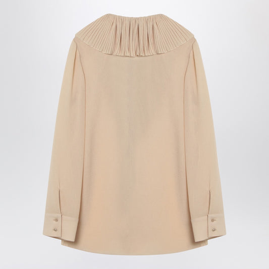 Saint Laurent Beige ruffled blouse in silk