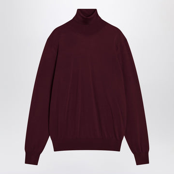 Saint Laurent Burgundy turtleneck sweater in wool
