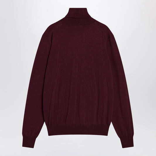 Saint Laurent Burgundy turtleneck sweater in wool