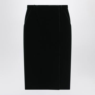 Saint Laurent Green velvet wrap midi skirt