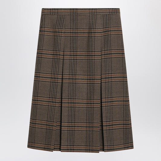 Saint Laurent Prince of Wales wool midi skirt