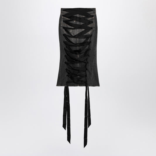 Balenciaga Skirt with laces in smoky grey denim