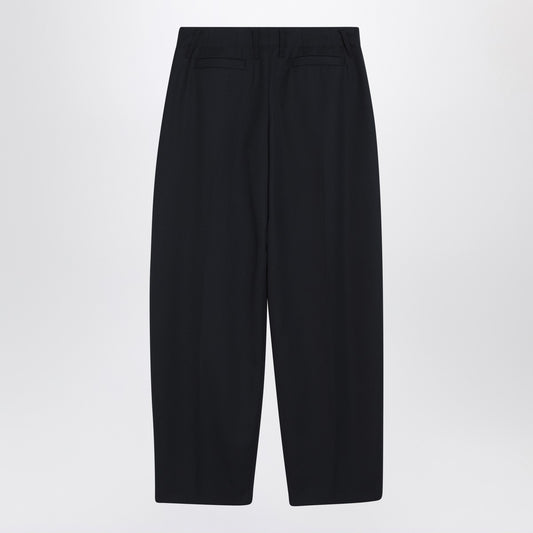 Alexander McQueen Wide navy blue wool trousers
