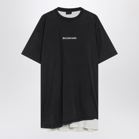 Faded black double Balenciaga Back T-shirt