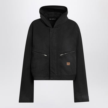 Balenciaga Cropped jacket with hood in black