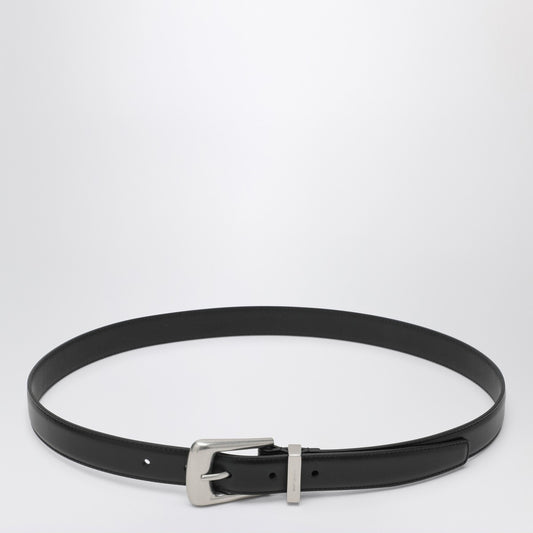 Saint Laurent Smooth black leather Folk belt