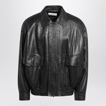 Saint Laurent Black balloon bomber jacket in leather