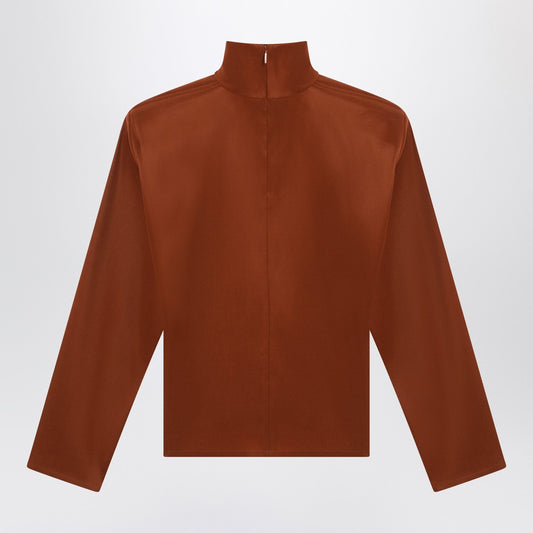 Saint Laurent Caramel silk-blend blouse
