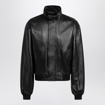 Balenciaga Black leather zip-up bomber jacket