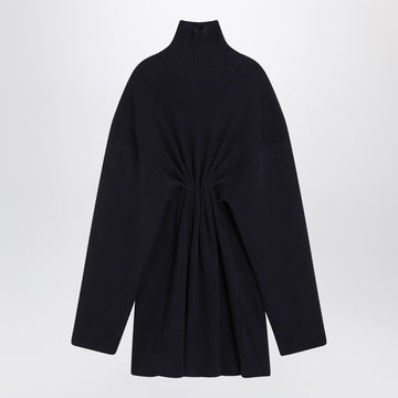 Balenciaga Pinched navy mini dress in wool and cotton