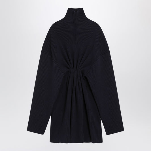 Balenciaga Pinched navy mini dress in wool and cotton